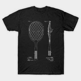 Tennis Racket Vintage Patent Hand Drawing T-Shirt